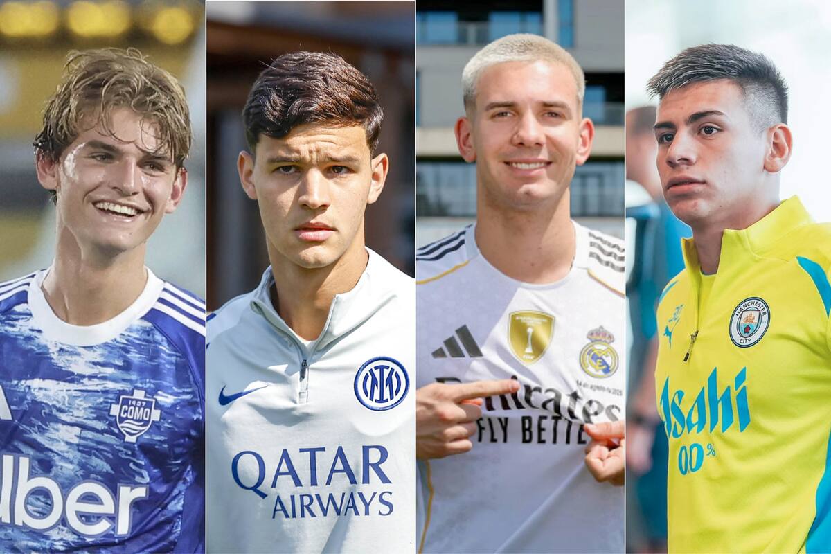 Nicolás Paz, Valentín Carboni, Franco Mastantuono y Claudio Echeverri, los cuatro volantes creativos jóvenes a los que Lionel Scaloni incluyó en la lista para la ventana de eliminatorias de septiembre y a los que proyecta para el futuro.