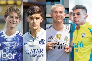 Nicolás Paz, Valentín Carboni, Franco Mastantuono y Claudio Echeverri, los cuatro volantes creativos jóvenes a los que Lionel Scaloni incluyó en la lista para la ventana de eliminatorias de septiembre y a los que proyecta para el futuro.