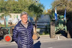 Nicolás Pino, de la Rural, en la concentración de tractores