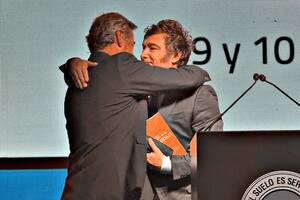 Nicolás Pino, presidente de la Rural, fue anfitrión de Javier Milei en la entidad. Foto SRA