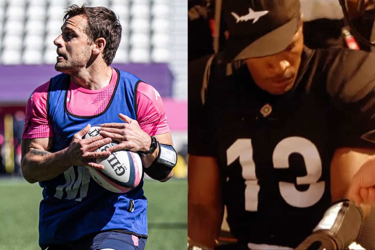 Nicolás Sánchez, con el brazalete con las playbook de Gonzalo Quesada en Stade Français