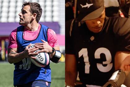 Nicolás Sánchez, con el brazalete con las playbook de Gonzalo Quesada en Stade Français