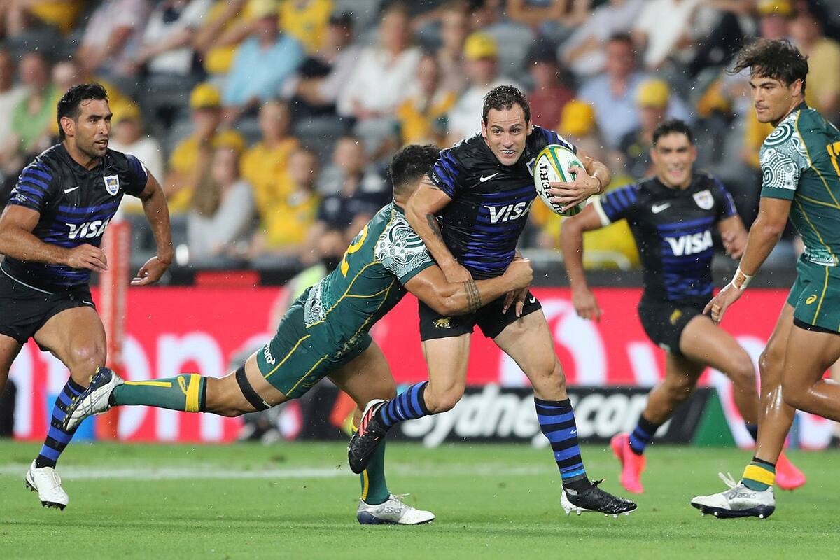Nicolás Sánchez durante el partido que disputan Los Pumas vs. los Wallabies en Sidney, Australia.