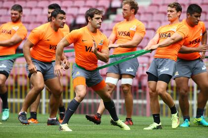 Nicolás Sánchez, goleador de Jaguares, durante el entrenamiento