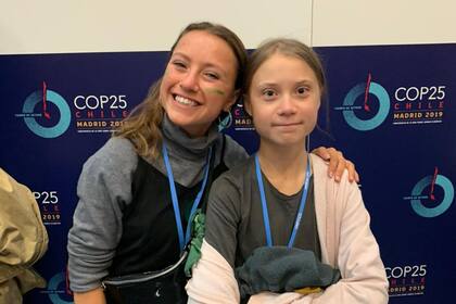 Nicole Becker y Greta Thunberg, en Madrid