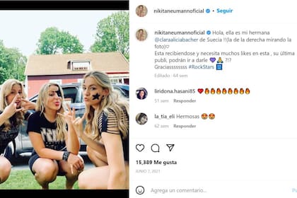 Nicole respeta el bajo perfil de su hermana Clara, y pocas veces postea algo sobre ella, como en este caso