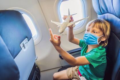 Niñas; niños; aeropuerto; avión; barbijo; tapaboca; el mundo; sociedad; covid-19; coronavirus