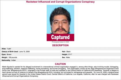 Nitish Kaushal estaba en la lista de los más buscados del FBI por diversos delitos y su presunta participación en una organización criminal