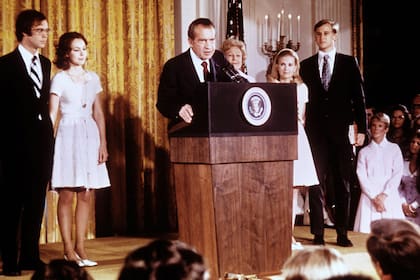 Nixon, el 8 de agosto de 1974, minutos después de anunciar su renuncia a la presidencia de Estados Unidos