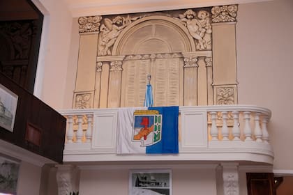 En una de las paredes del NK Ateneo está pintado el balcón de la Casa Rosada