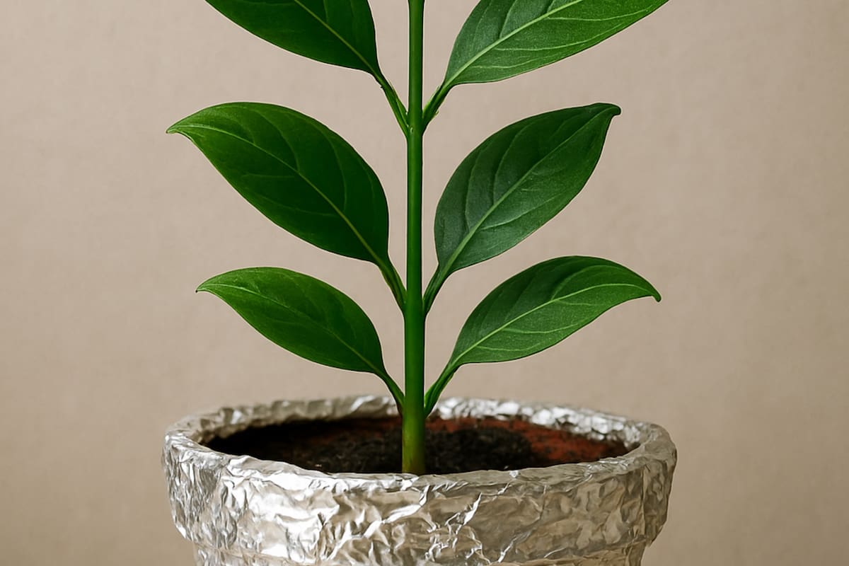 No es por estética: para qué sirve poner papel aluminio en las macetas de las plantas (Foto: IA)