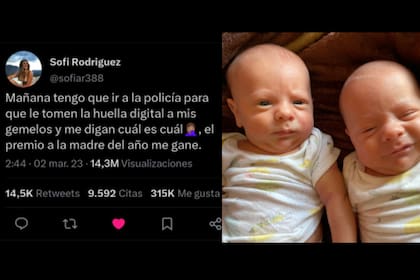 No puede distinguir a sus hijos gemelos y su historia se volvió viral (Captura Twitter)