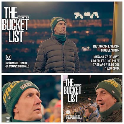 No sólo de fútbol, básquetbol y tenis hizo coberturas: también de fútbol americano, siguiendo a Green Bay Packers.