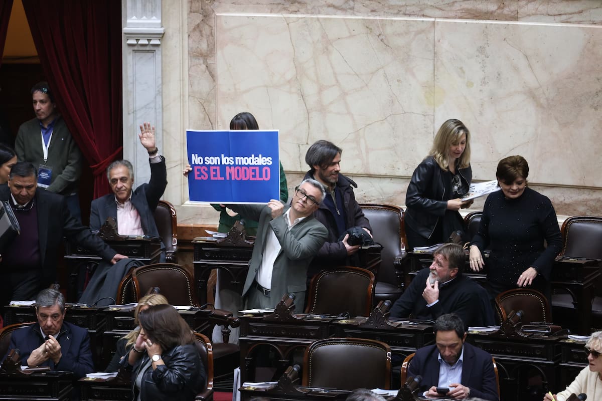 "No son los modales, es el modelo", el cartel que llevó el socialista Esteban Paulón