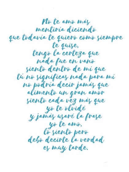 No te amo más: un poema para leer de arriba hacia abajo o de abajo hacia arriba