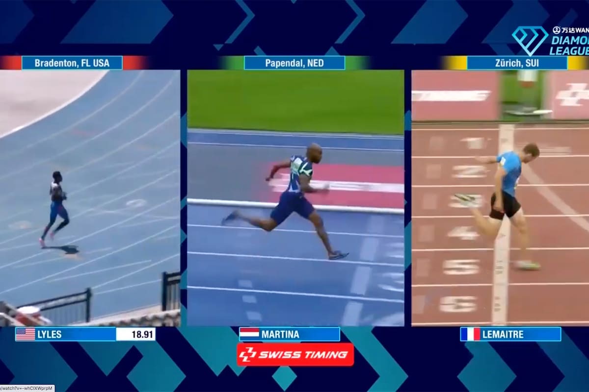Noah Lyles, en Estados Unidos; Churandy Martina, en Países Bajos, y Christophe Lemaitre, en Suiza, rivales al mismo tiempo pero a cientos y miles de kilómetros entre sí.