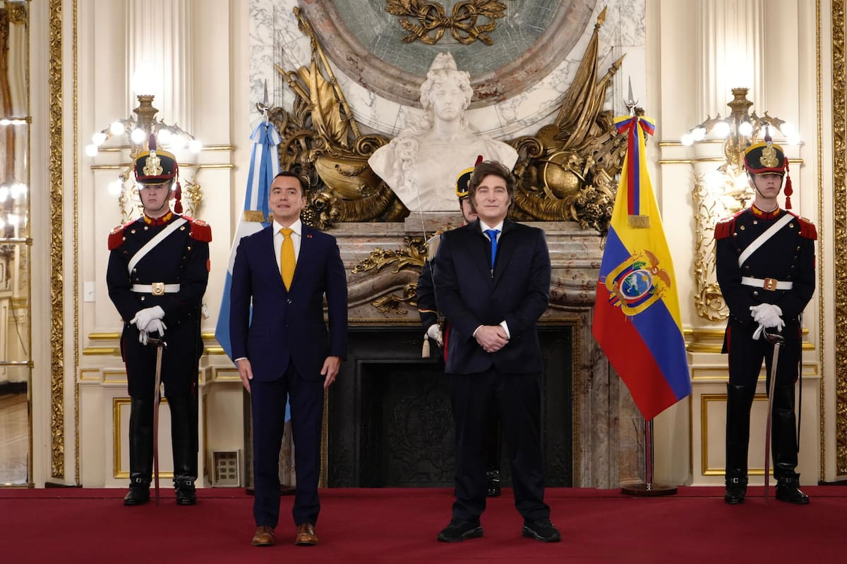Noboa y Milei, en el Salón Blanco, en la previa de la reunión bilateral