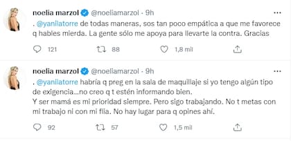 Noelia Marzol no se calló nada (Crédito: Twitter)