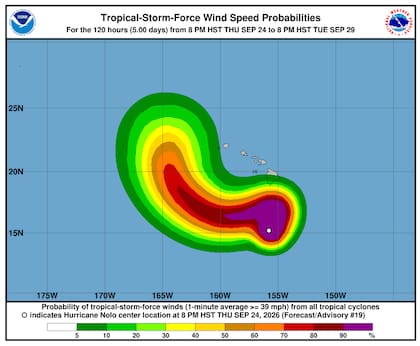 Nolo se aproxima al sur de la Isla Grande de Hawái, con la amenaza de convertirse en huracán mayor durante el fin de semana