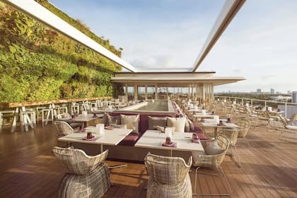 Nombrada en honor al árbol autóctono brasileño, Juvia se sienta en la terraza de un estacionamiento diseñado por Herzog & de Meuron.