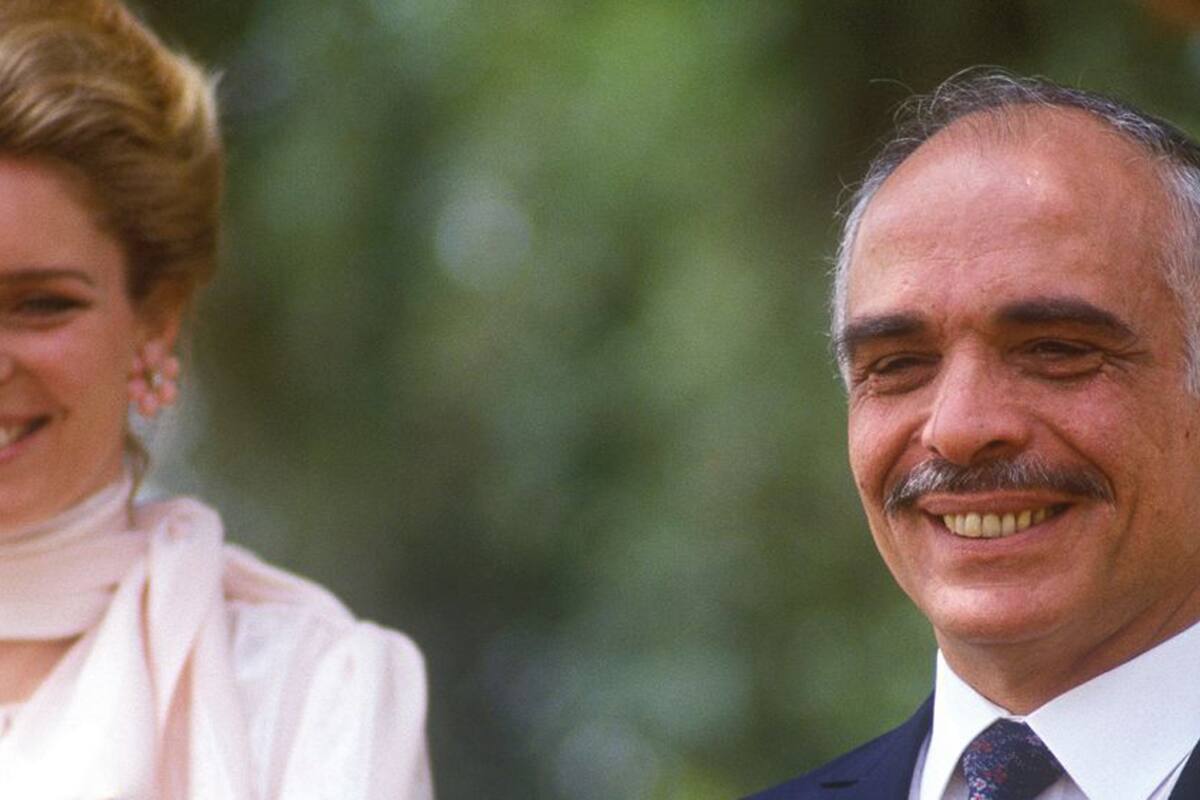Los reyes Hussein y Noor de Jordania, en 1984