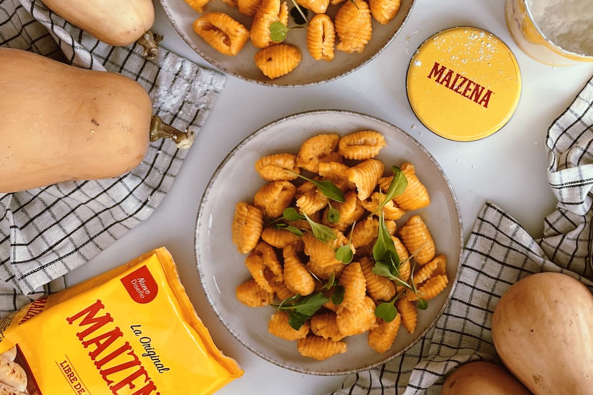 Ñoquis de calabaza hechos con Maizena.