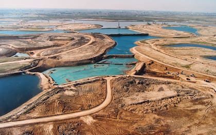 Nordelta en su primera etapa de construcción, donde se hizo un enorme trabajo de movimiento de suelos y se crearon espejos de agua.