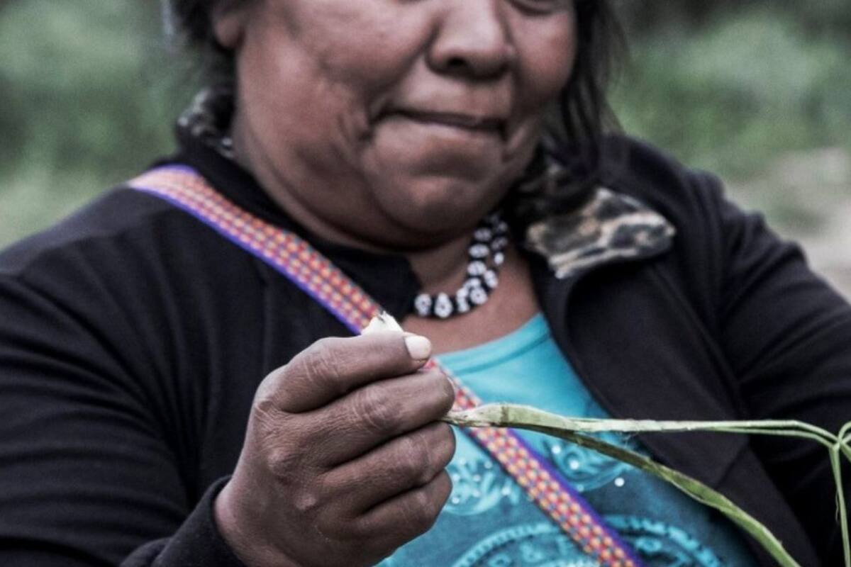 Norma sabe trabajar muy bien el chaguar, una bromelia que crece en el monte. Como le enseñó su madre y como saben todas las mujeres wichi ella extrae las fibras que luego transformará en hilos para sus tejidos