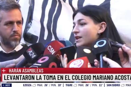 "Nos hicieron un apriete muy grande", dijo Inés, del Centro de Estudiantes del colegio Mariano Acosta al anunciar que levantaron la toma, pero que siguen en estado de asamblea