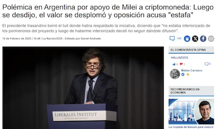 Nota de Emol.com sobre la polémica por la promoción del presidente Javier Milei a la criptomoneda $LIBRA.