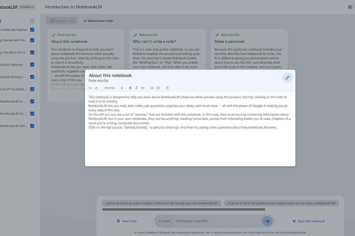 NotebookLM permite crear cuadernos temáticos, y sumar contenido a ellos, que la herramienta permite organizar y analizar usando Gemini, la IA de Google