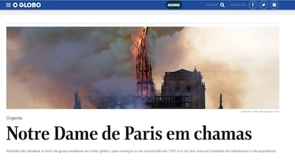 Notre Dame de París en llamas, titula O´Globo, de Brasil
