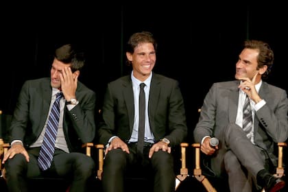 Otros tiempos: risas entre Djokovic, Nadal y Federer