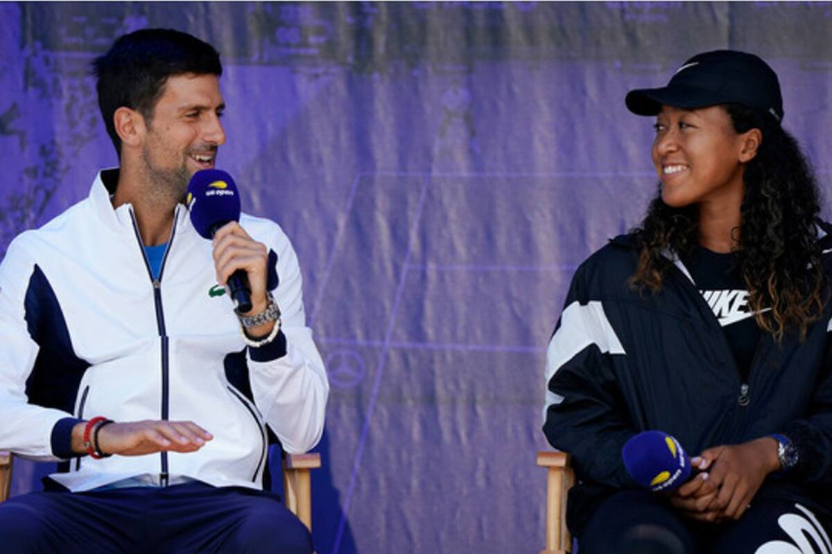 Novak Djokovic y Naomi Osaka, durante la presentación del sorteo del US Open