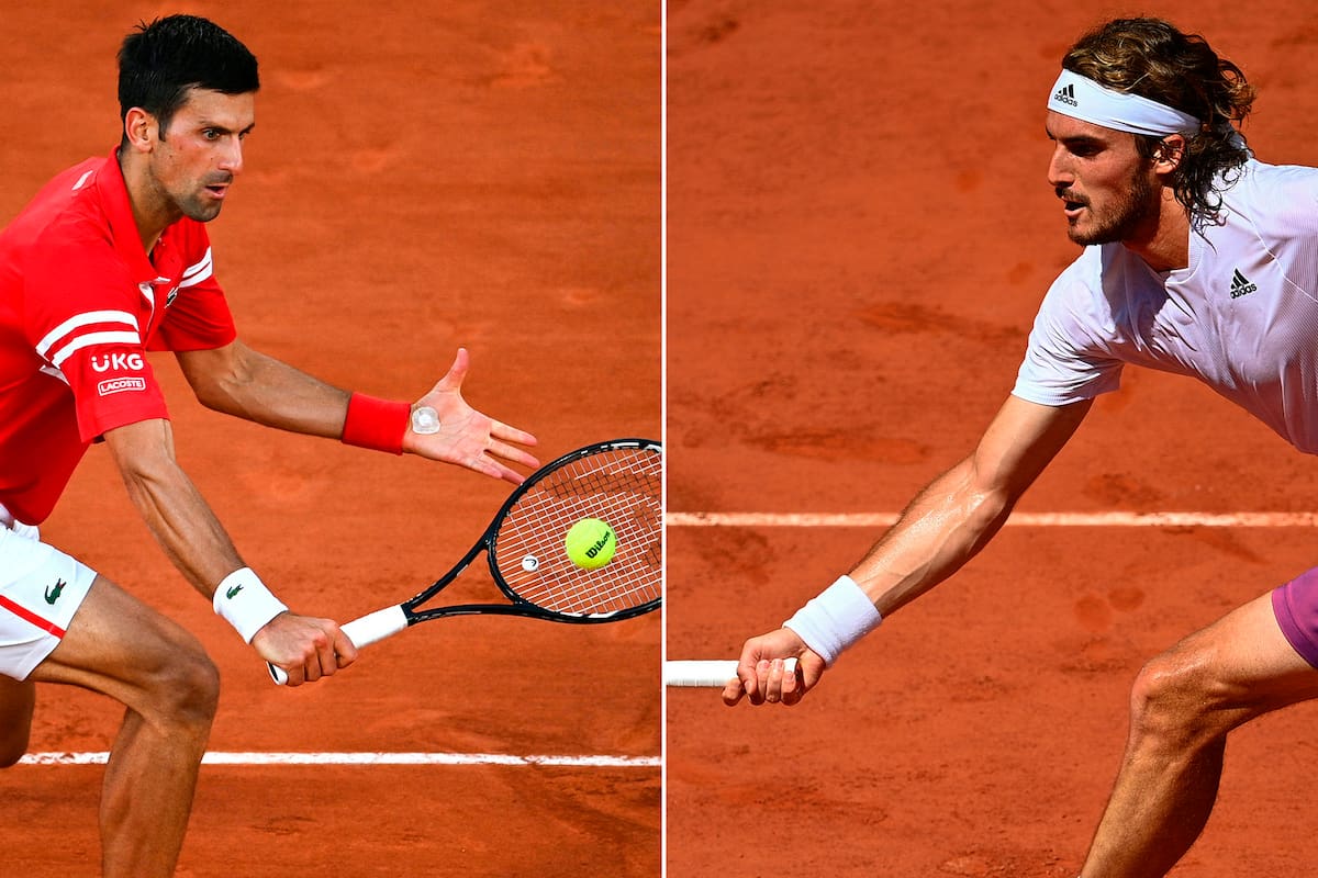 Novak Djokovic y Stefanos Tsitsipas, cara a cara este domingo en la final de Roland Garros.