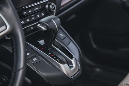 Novosibirsk, Russia – March 2 2021: Honda CR-V, Car detailing. Automatic transmission lever shift.