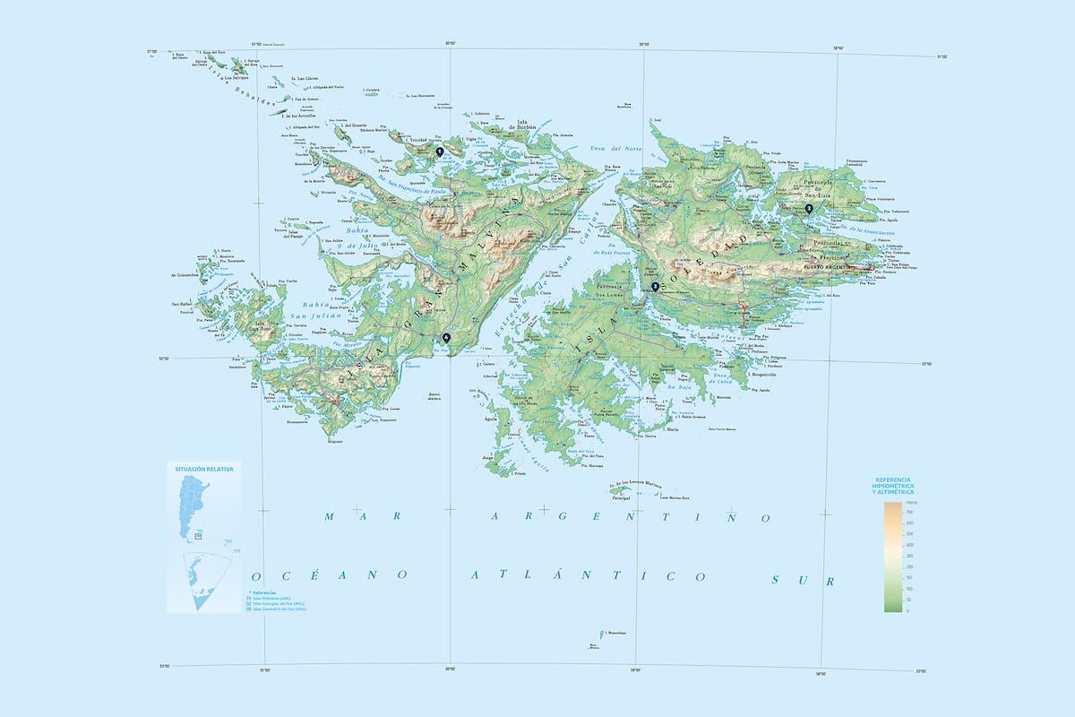 Nuevo mapa de las Islas Malvinas