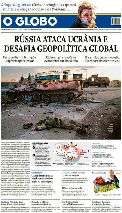 O Globo: “Rusia ataca Ucrania y desafía la geopolítica global”