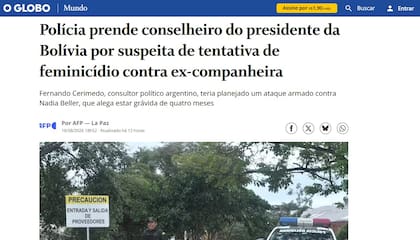 O Globo también se hizo eco de la noticia de la detención de Cerimedo