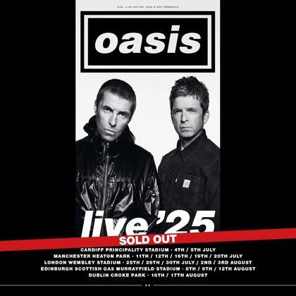 Oasis anunció una serie de conciertos en Reino Unido e Irlanda que formarán parte de su gira mundial OASIS LIVE ‘25 (Foto/Instagram: @oasis)