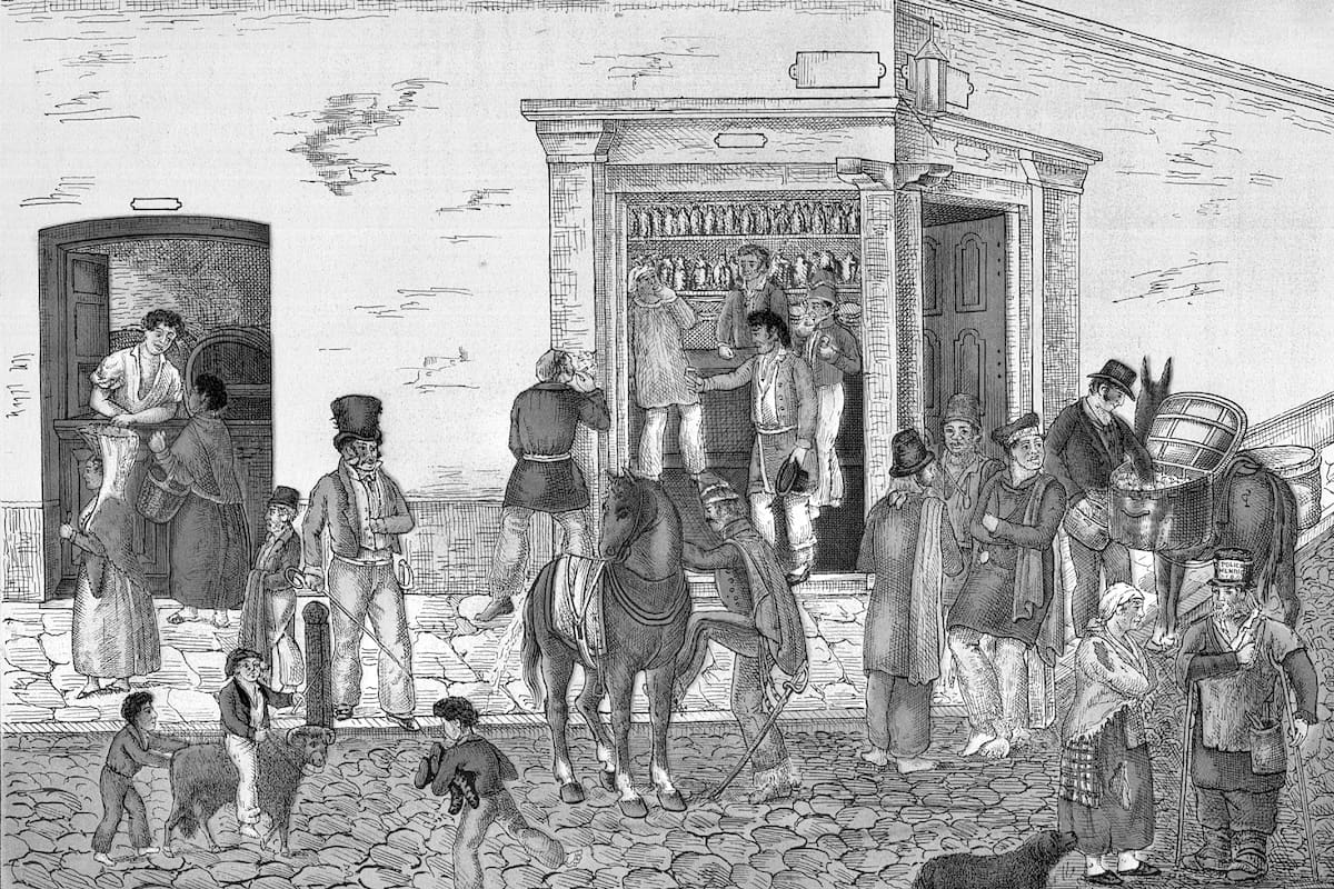 Obra de César Hipólito Bacle titulada "Comisario de Policía" (1831), que ilustra "La seguridad en el Buenos Aires criollo (1820-1840)"