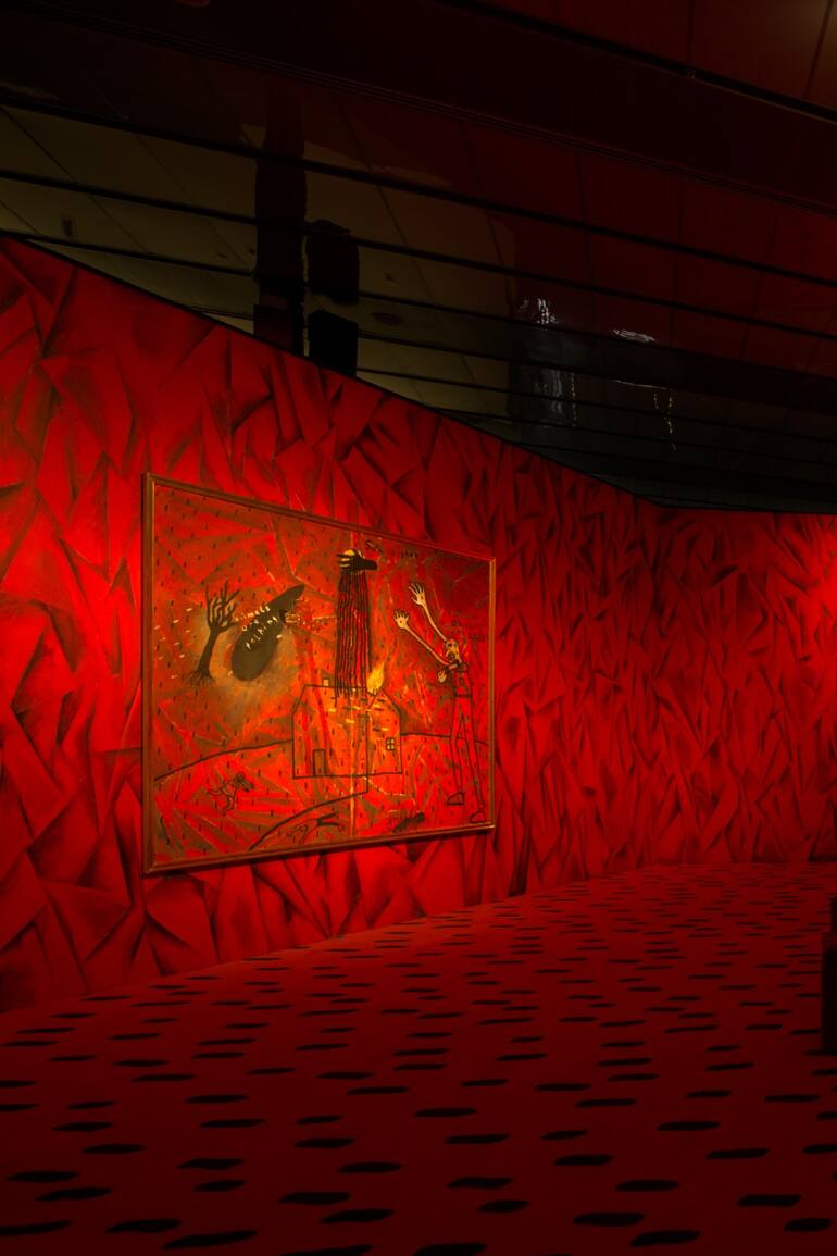 Pintura de David Lynch en Davids Living Room Revisited, instalación de Guillermo Kuitca en el CCK (2017)