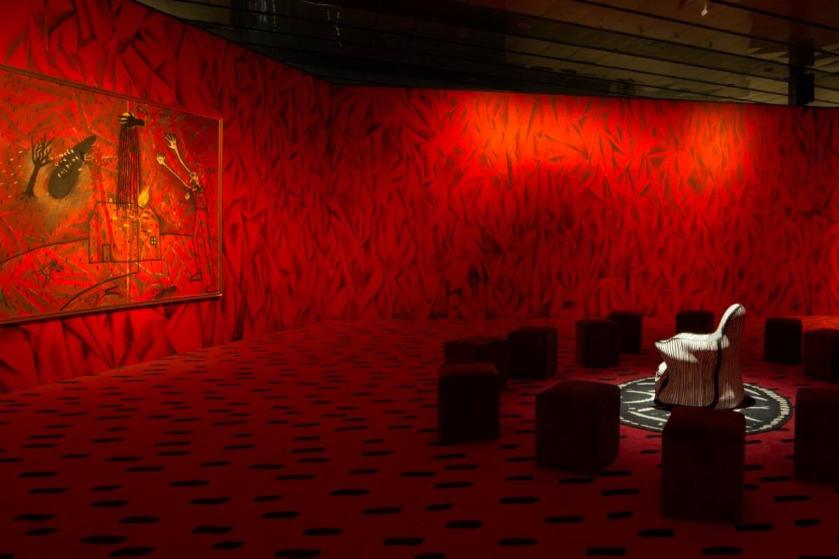 Pintura de David Lynch en Davids Living Room Revisited, instalación de Guillermo Kuitca en el CCK (2017)