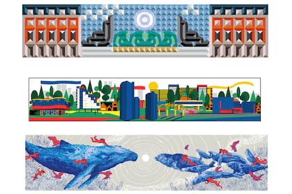 Obras de Jose Dios (Mar del Plata, "La Rambla"), Estefanía Odr (Mar del Plata, Planos de La Perla) y Ezequiel Quines (CABA, "Encuentro")