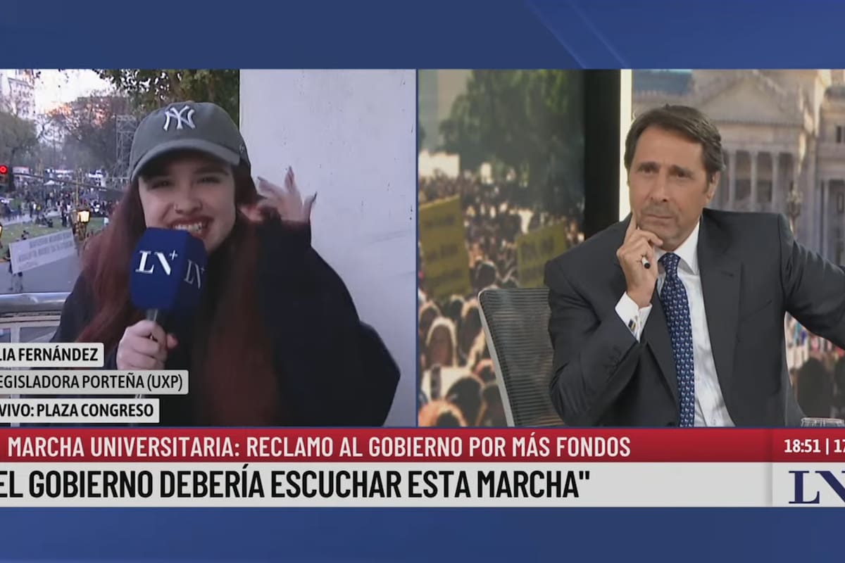 Ofelia Fernández en el móvil de LN+ con Eduardo Feinmann