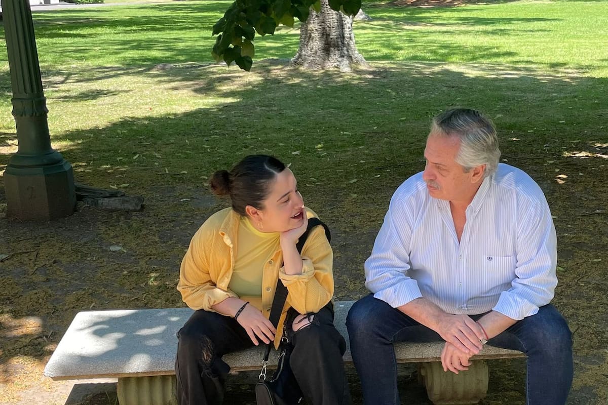 Ofelia Fernández junto al Presidente, en la Quinta de Olivos
