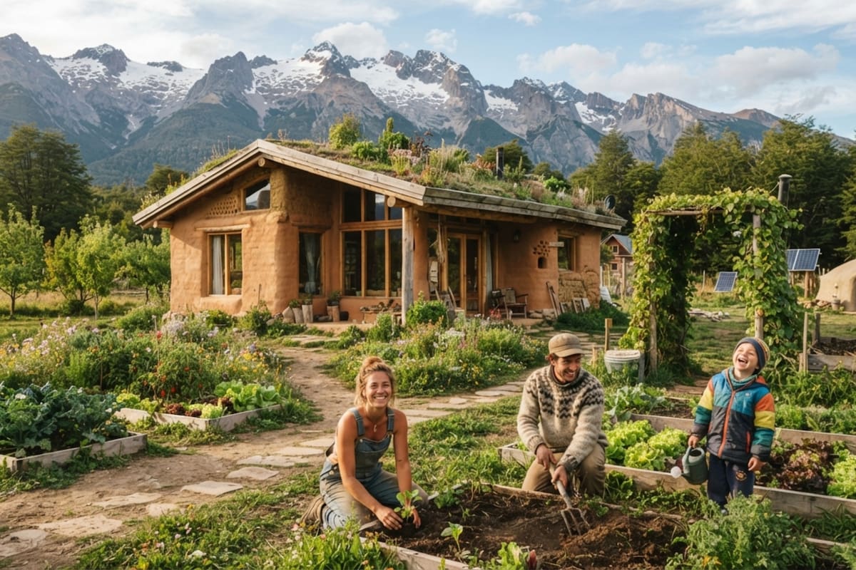 Ofrecen alojamiento gratuito en la Patagonia a cambio de trabajo en una granja, crianza y bioconstrucción (Foto: Inlustrativa IA)