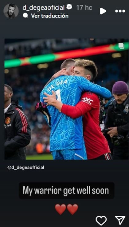 "Ojalá te recuperes pronto", el mensaje de De Gea a Licha Martínez, quien estará seis meses afuera de las canchas