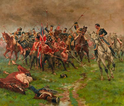 Óleo La Bandera (Albuera, 1811), pintado por el artista británico William Barnes Wollen en 1912