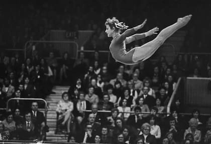 Olga Korbut en el Campeonato Europeo de Gimnasia Femenina de Londres 1973
